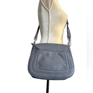 EUC Marc Jacobs Recruit Nomad Saddle Pebble Leather Gray Crossbody Bag